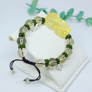 Natural Citrine Pixiu Carving Bracelet